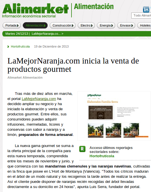 LaMejorNaranja en la web Alimarket